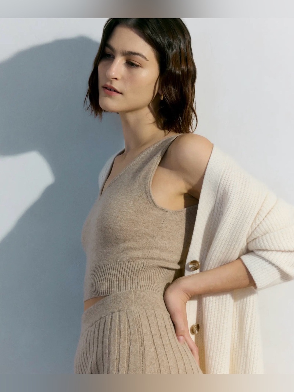 Quince Mongolian cashmere ivory boyfriend Cardigan sweater Women’s XS